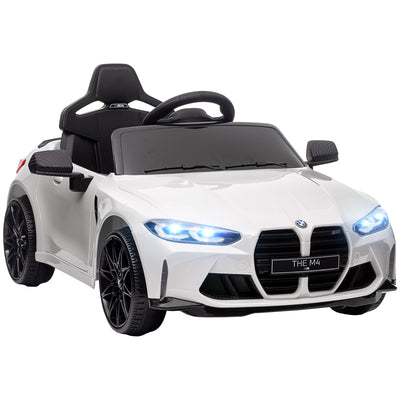 AIYAPLAY 12V BMW Licensed Kids Car, with Easy Transport, Remote Control, Suspension, Music, Horn, LED Lights, White 