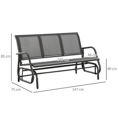 Outsunny 3-Seat Glider Rocking Chair for 3 People Garden Bench Patio Furniture Metal Frame, Grey 