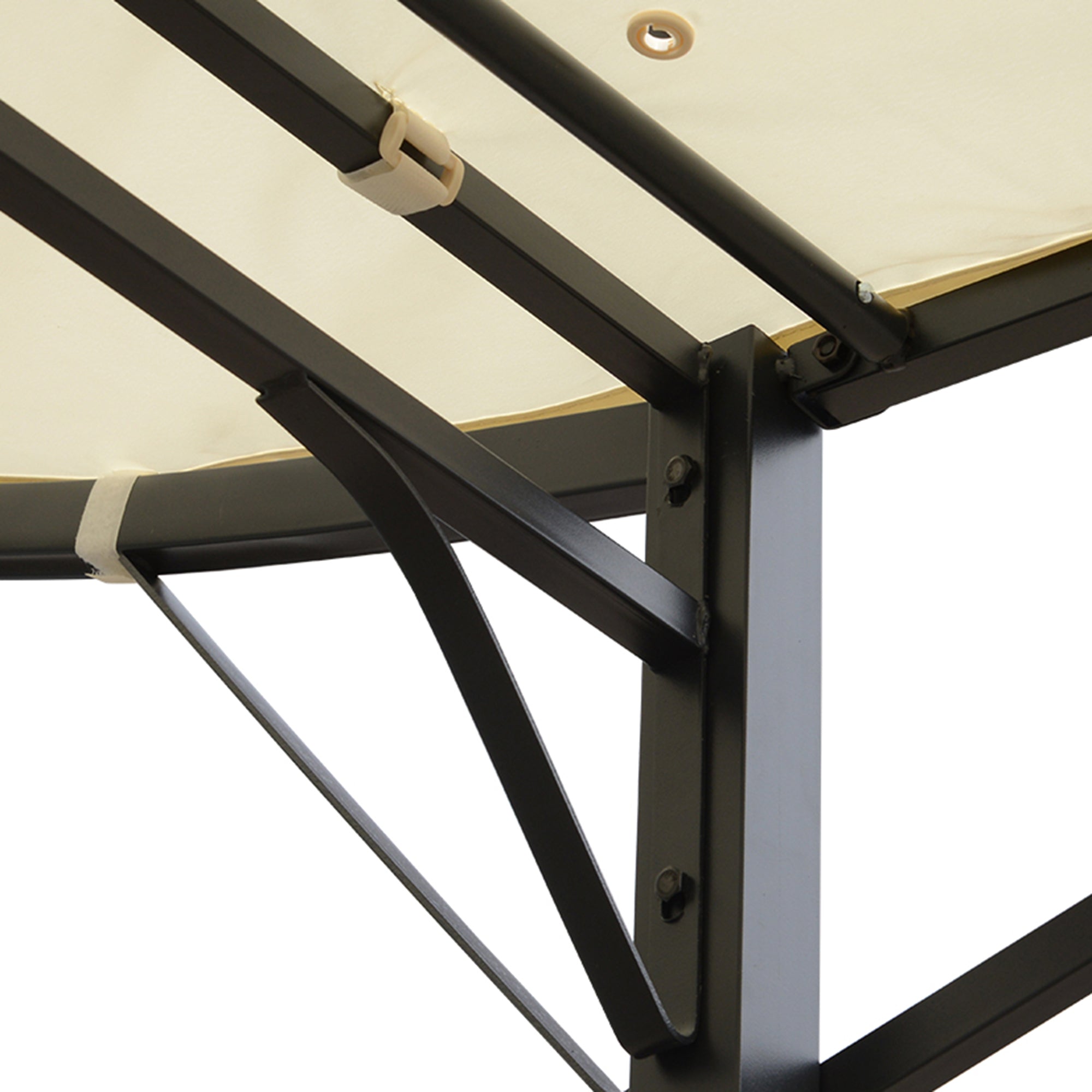 Outsunny 3 x 2.5m Patio Metal Gazebo Door Window Awning Wall Mount Canopy Outdoor Sunshade with Extended Shelter Cream White 