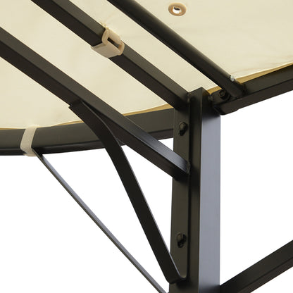 Outsunny 3 x 2.5m Patio Metal Gazebo Door Window Awning Wall Mount Canopy Outdoor Sunshade with Extended Shelter Cream White 