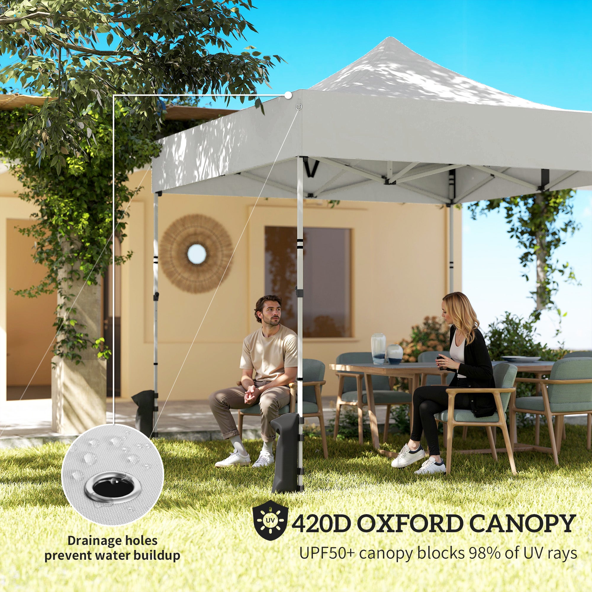 Outsunny 3 x 3 m Pop Up Gazebo with Sidewalls, UPF50+ Heavy Duty Garden Party Tent Marquee with Wheeled Carry Bag, Silver Grey 