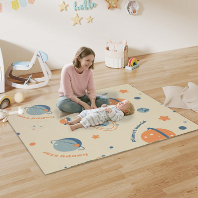 AIYAPLAY Space-Themed Baby Plat Mat Double Sided, Foldable, Water-Resistant for Outdoor/Indoor, 177 x 146 x 1.5cm 