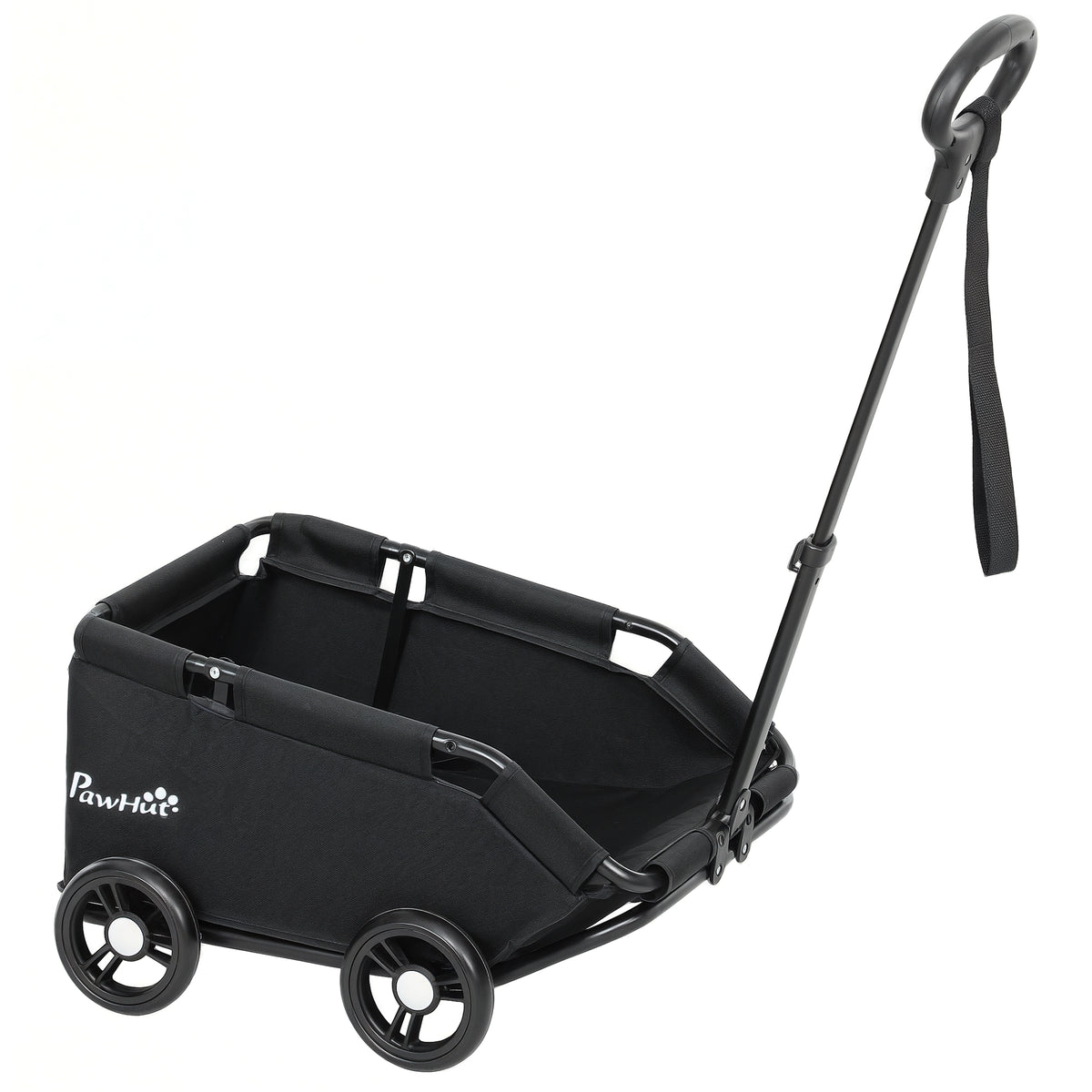 PawHut Pet Wagon Cart, Dog Stroller for Small Dogs and Cats with 4 Wheels, Safety Straps, Storage Bag, Mat 