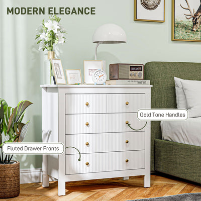 HOMCOM Elegant Chest of Five Drawers - White 