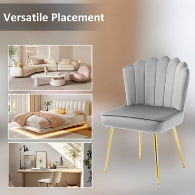 HOMCOM Velvet-Feel Shell Accent Chair - Grey 