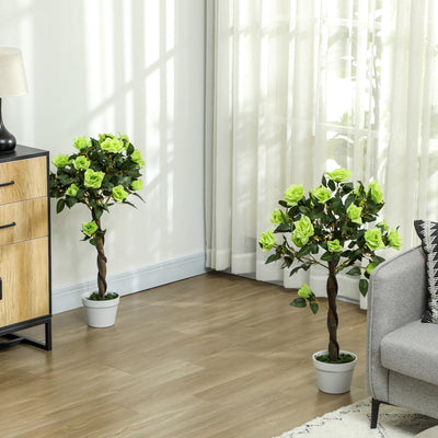 Outsunny Set of Two Faux Rose Trees - Green 
