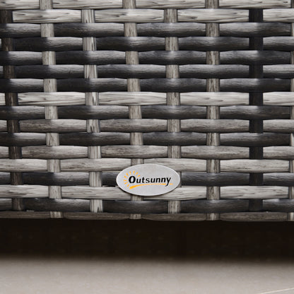 Outsunny PE Rattan Garden Coffee Table, with Glass Table Top - Grey 