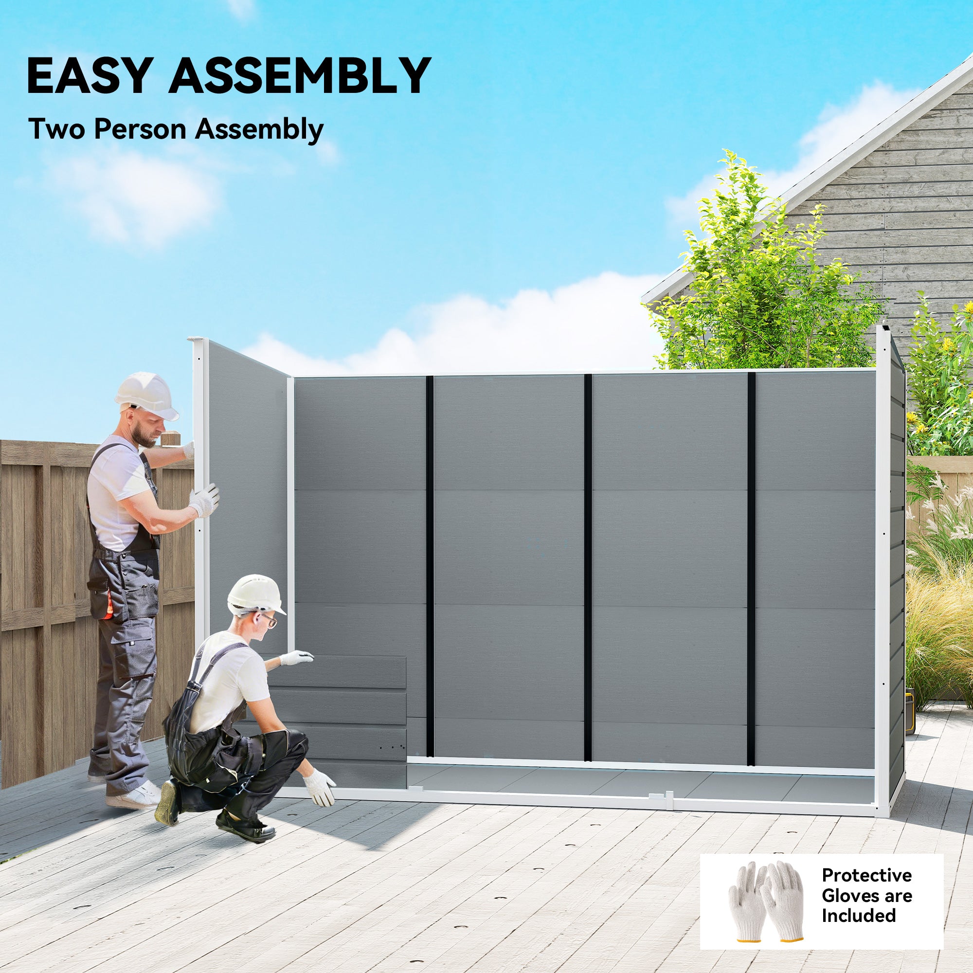 Outsunny 10 x 4 ft Resin Garden Shed, Outdoor Storage Shed with Floor, Windows, Lockable Doors and Vents, Grey 
