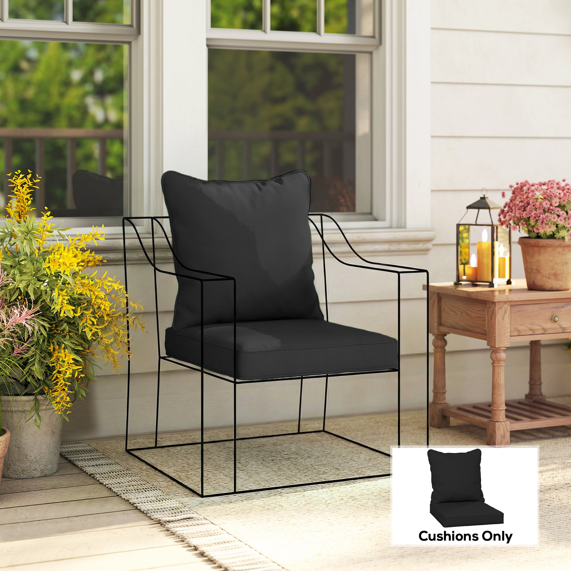 Outsunny Seat and Back Padded Cushion Set, CUSHION ONLY - Black 