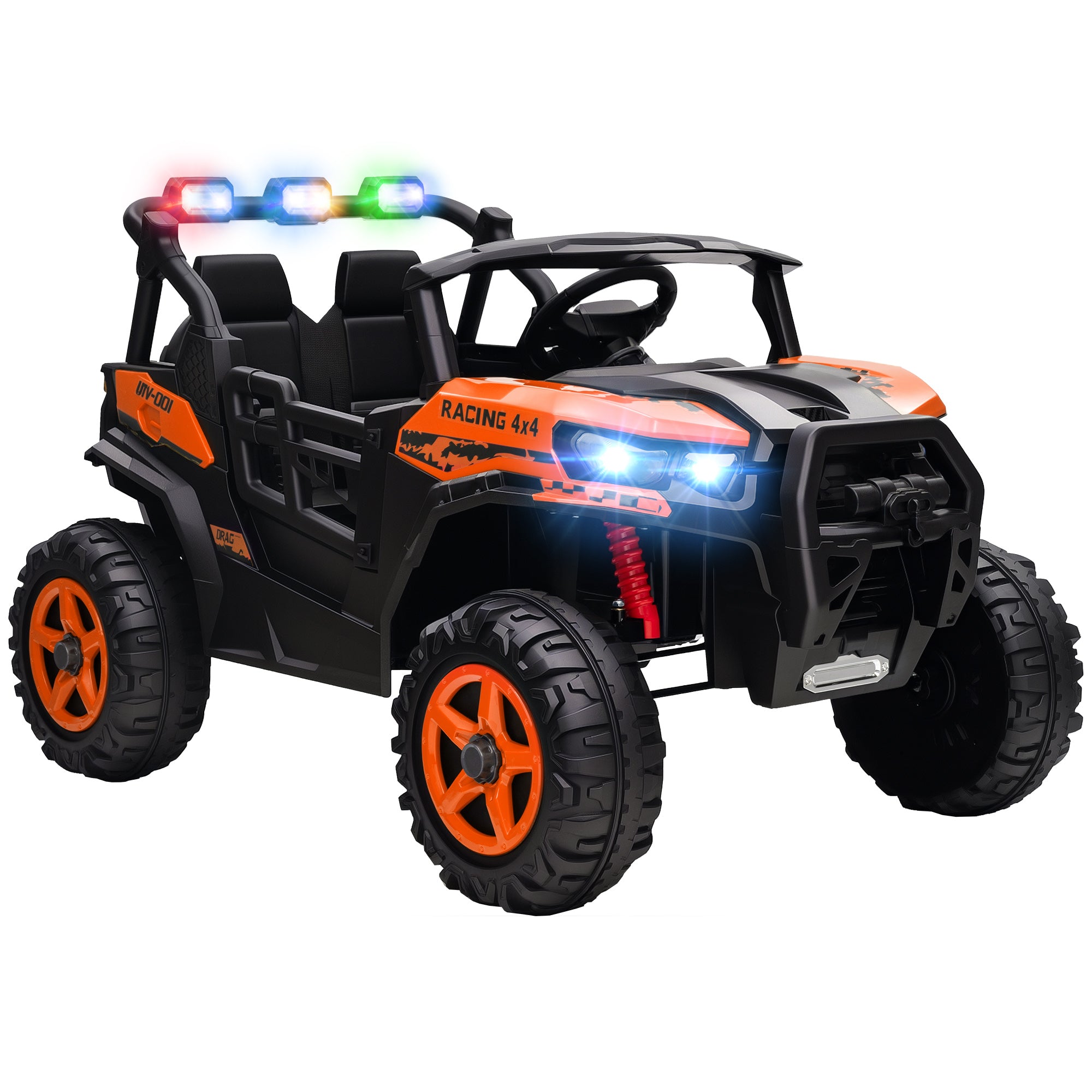 AIYAPLAY 24V Electric Ride on Car, 2-Seater Electric Car for Kids with Remote, Bluetooth, Soft Start, Suspension Spring, Orange 