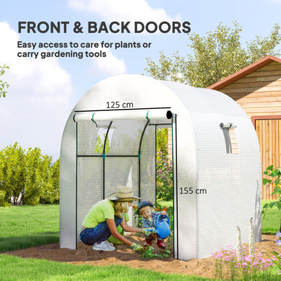 Outsunny 180 x 180cm Walk-In Polytunnel Greenhouse - White 