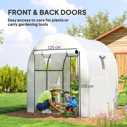 Outsunny 180 x 180cm Walk-In Polytunnel Greenhouse - White 