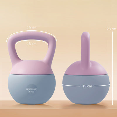 SPORTNOW Soft Kettlebell, 8kg Kettle Bell with Non-Slip Handle for Home Gym Weight Lifting and Strength Training, Purple and Grey 
