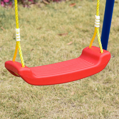 Outsunny Kids Swing Set Toddler Swing Adjustable Rope Heavy Duty A-Frame Stand Outdoor Playset for 3-8 Years Old Blue 