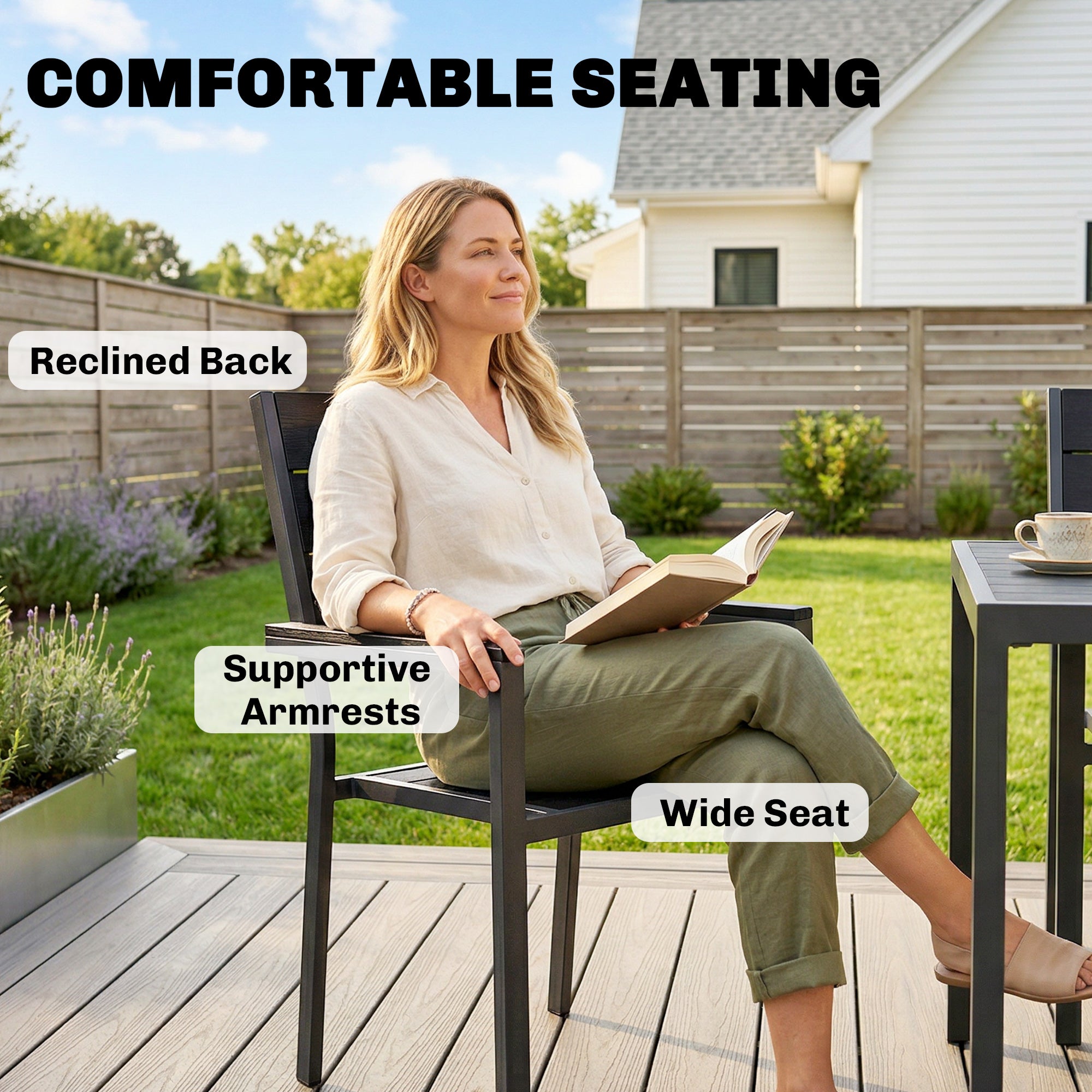 Outsunny 7 Pieces Outdoor Dining Set, Patio Table and Chairs for 6, Garden Dining Furniture Set with Slatted Tabletop 