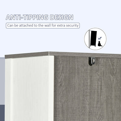 kleankin Tall Bathroom Storage Cabinet, Freestanding Tower Cabinet with 3 Open Shelves and Adjustable Shelf, Antique White 