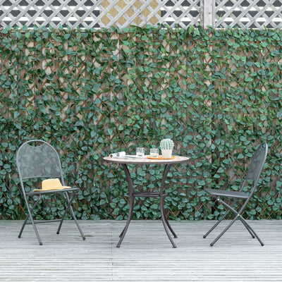 Outsunny 4 Pieces Expanding Trellis Fence, 2m x 1m Decorative Trellis with Artificial Leaves Garden Telescopic Hedge Privacy Screen Greenery Walls for Garden Balcony Home Decor 