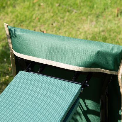 Outsunny Steel Frame Padded Garden Kneeler, with Tool Bag - Green 