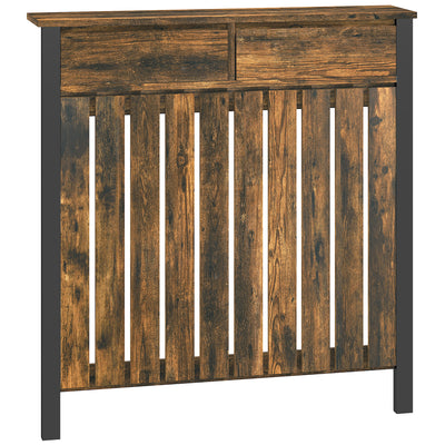 HOMCOM 93 x 88.5cm Rustic-Look Radiator Cover - Brown/Black 