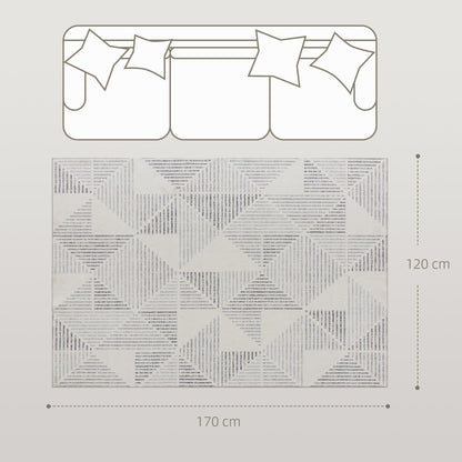 HOMCOM Modern Area Rug, Geometric Pattern Non-Slip Washable Rug, Soft Floor Carpet for Living Room, Bedroom, Dining Room, Home Office, 170 x 120 cm, Grey