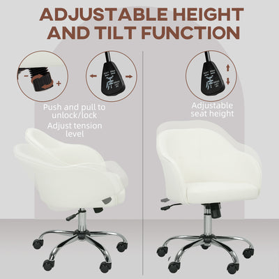 HOMCOM 46-56 cm Velvet-feel Office Chair - Cream 