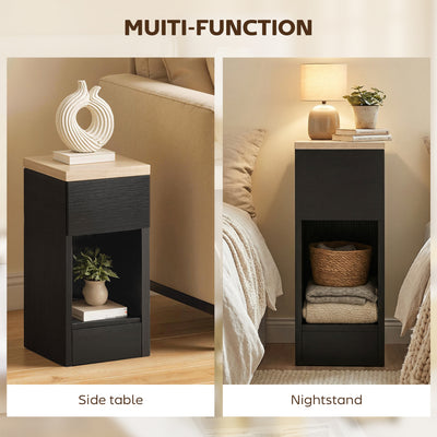 HOMCOM Set of Two Modern Storage Bedside Tables - Black 