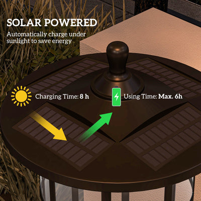 Outsunny Set of Two 1.8m Traditional Style Solar Lamp Posts - Black 
