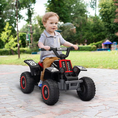 AIYAPLAY 6V Electric Quad Bike for Kids, Ride On ATV w/ Forward Backward, Headlights, for 18-36 Months, Black and Red 