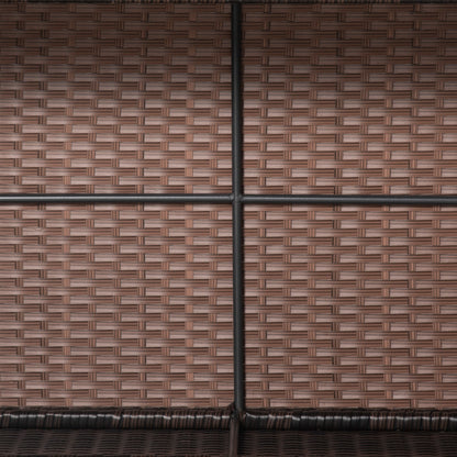 Outsunny PE Rattan Garden Coffee Table with Glass Table Top - Brown 