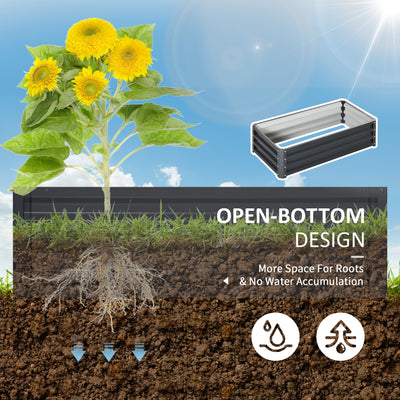 Outsunny Raised Beds for Garden, Galvanized Outdoor Planters, for Herbs and Vegetables, Use for Patio, Backyard, Balcony, Grey 