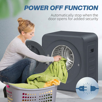 HOMCOM Vented Tumble Dryer, 4kg Front Tumble Dryer with Stainless Steel Tub, 800W Compact Freestanding Grey 
