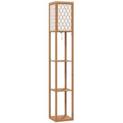 HOMCOM Three-Shelf Standing Lamp - Natural 