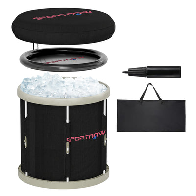 SPORTNOW Ice Bath Tub Outdoor, 210L Portable Cold Water Therapy Tub, Recovery Cold Plunge Pool with Lid, Cover and Carry Bag for Athletes, Black 