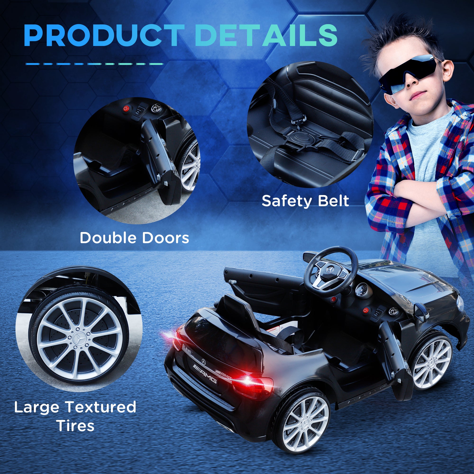 HOMCOM Mercedes Benz GLA Licensed 6V Kids Electric Ride On Car Toy with Remote Control Music Headlight for 3 Years Old Black 