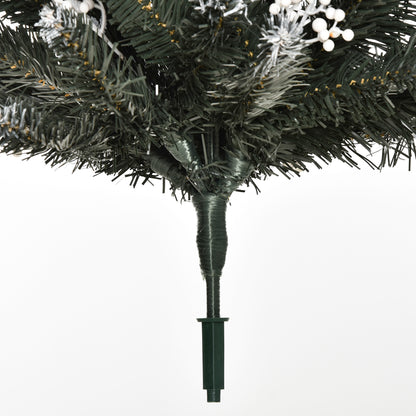 HOMCOM 4FT Artificial Snow-Dipped Christmas Tree Xmas | Home Home Indoor Decoration | Removable Stand w/ White Berries Star Topper Branch Green 