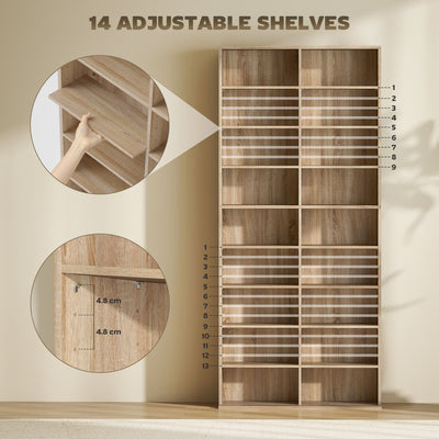 HOMCOM 640 CD Storage Tower - Nature Wood Finish 