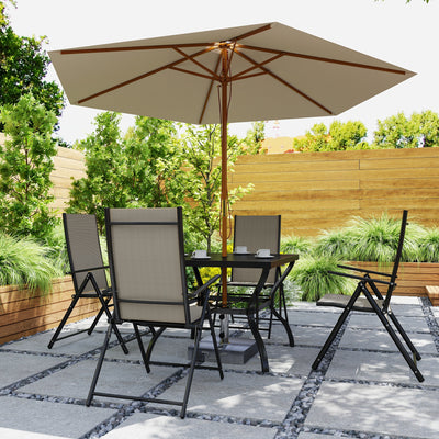 Outsunny Five-Piece Steel Frame Patio Set - Khaki/Black 