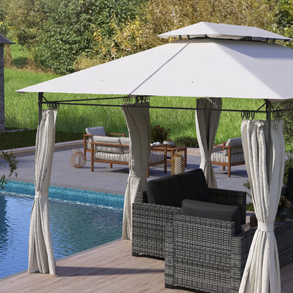 Outsunny 3 x 4m Metal Frame, Two-Tier Roof Gazebo - Dark Grey 
