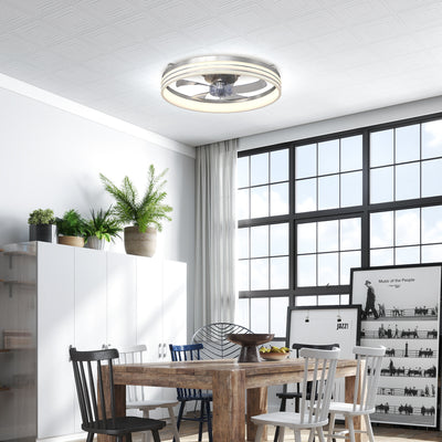 HOMCOM Ceiling Fans with Lights and Remote & App Control, 50cm LED Ceiling Fan Light with 3 Colour Temperatures, 6 Speed, Silver 