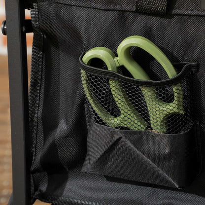 Outsunny Folding Steel Frame Garden Storage Cart, with Wheels and Handle - Black