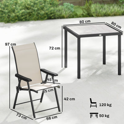 Outsunny 5 Pieces Outdoor Dining Set, Garden Dining Set for 4 with Square Table and Folding Chairs, Brown 