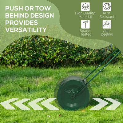 Outsunny 63 L Heavy Duty Water Or Sand Filled \'ce\'a630cm Garden Steel Lawn Roller Drum - Dark Green 