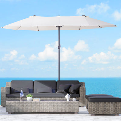Outsunny 4.6m Double-Sided Patio Parasol Sun Umbrella-Beige 