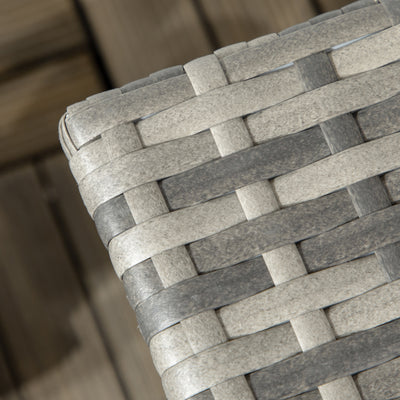 Outsunny Rattan Side Table, Outdoor Coffee Table with Plastic Board Under the Full Woven Table Top for Patio, Garden, Balcony, Mixed Grey 