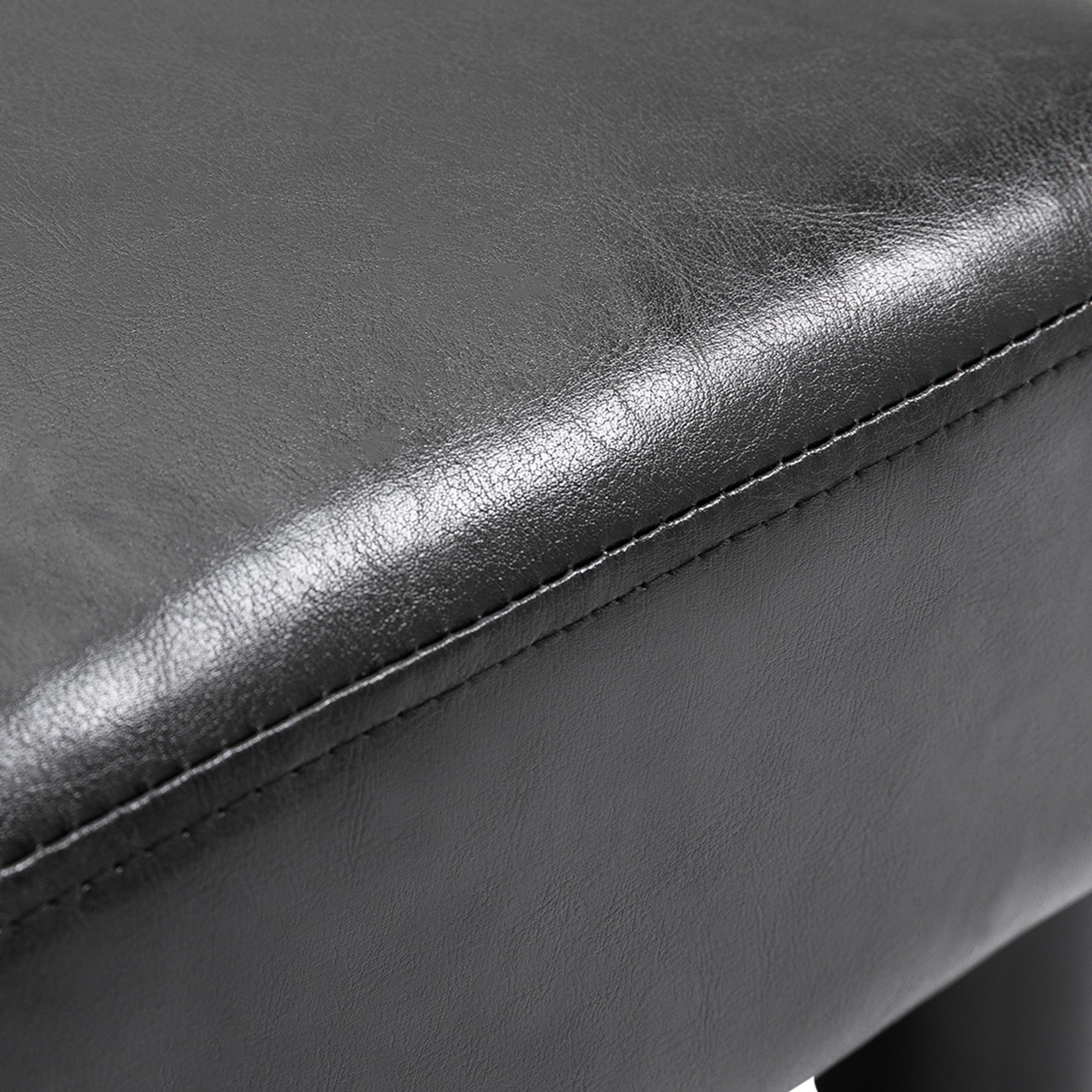 HOMCOM Faux Leather Footstool, Small Foot Rest, Rectangle Sofa Stool for Bedroom Living Room, Black 