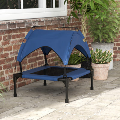 PawHut Cooling Raised Pet Bed w/ Washable Breathable Mesh, for Small Medium Dogs, 76 x 61 x 69.5cm - Dark Blue 