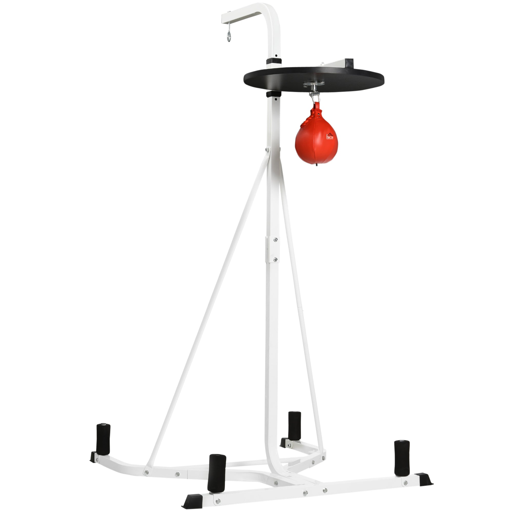 HOMCOM 2 in 1 170-190cm Freestanding Boxing Punch Bag Hanger & Speed Ball Station Platform Hanging Frame Home Gym, White 