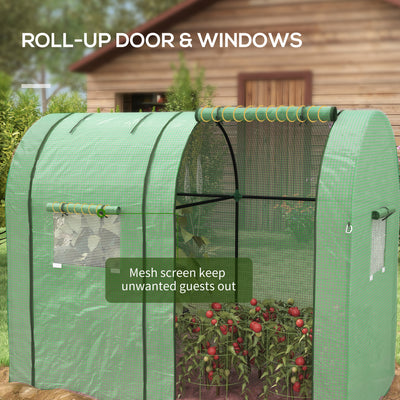 Outsunny Tomato Greenhouse, Garden Growhouse with 2 Roll-up Doors and 4 Mesh Windows, Portable Indoor Outdoor Green House, 185 x 94 x 150cm, Green 