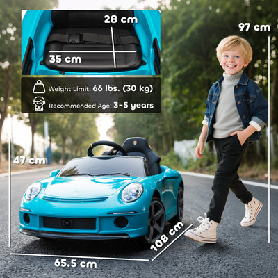 AIYAPLAY Kids Electric Car, 12V Licensed RUF GT Ride on Car with Suspension, Remote Control, Music, for 3-5 Years, Blue 