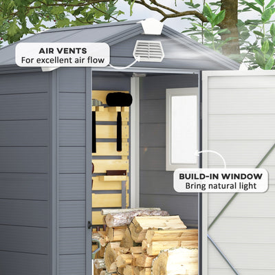 Outsunny 4.4ft x 3.3ft size Aluminium Frame and Plastic Wall Shed, with Foundation - Grey 